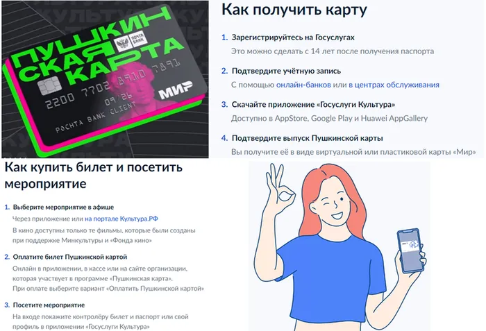 пушкинская карта памятка